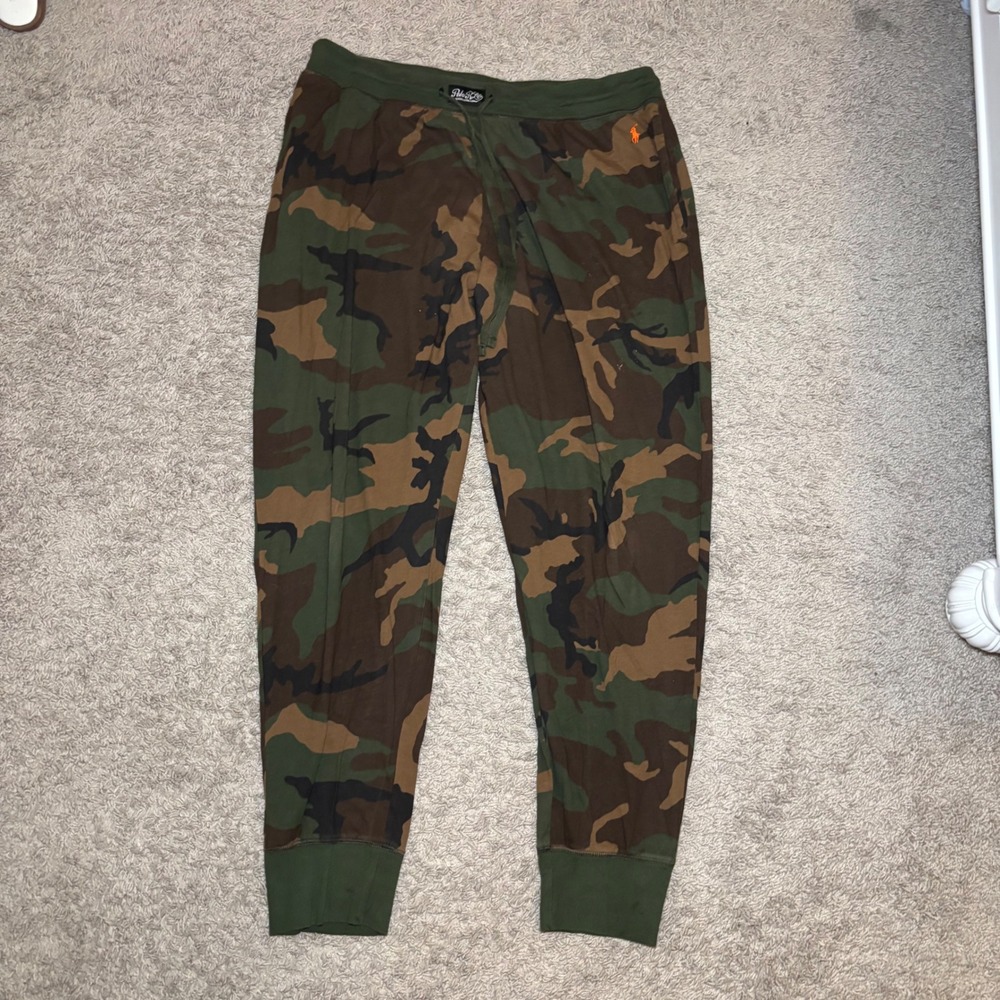 Polo Ralph Lauren Camo Sleepwear Joggers Mens XL Green Orange Pony Lounge Pants
